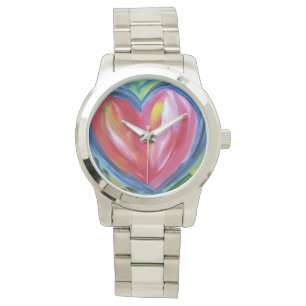 Montre Coeur avec l'espoir Colorful Art Custom Watch Desi