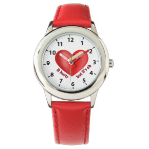 Montre Cœur brisé guéri avec un pansement et citation de 