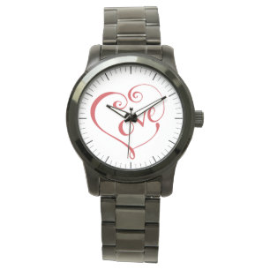 Montre Coeur d'Amour Lettré à la main en rouge
