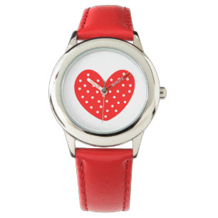 Montre Cœur d'amour rouge, fond blanc