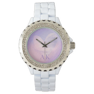 Montre Cœur dégradé rose violet Monogramme