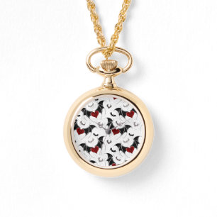Montre Coeur d'Halloween avec ailes de chauve-souris noir