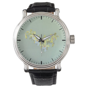 Montre Coeur d'orchidées Vuylstekeara jaune et blanc