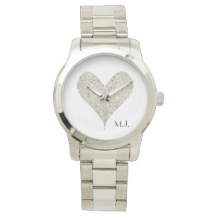 Montre Coeur Parties scintillant argent