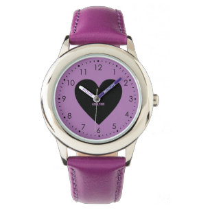 Montre Coeur pourpre et noir
