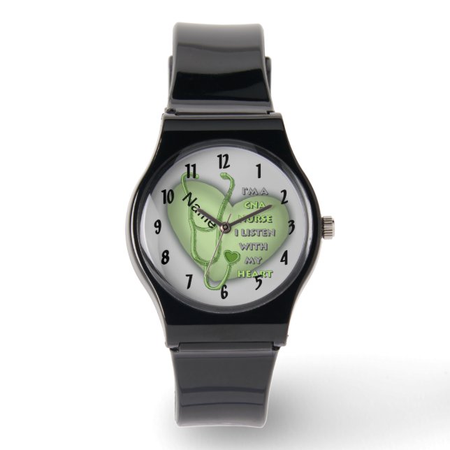 Montre Coeur vert Infirmière CNA (Recto)