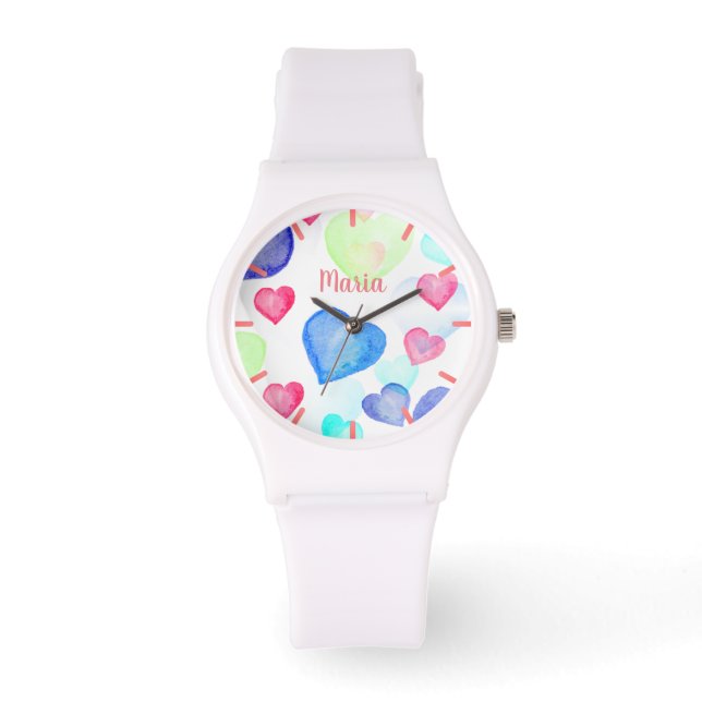 Montre Coeurs aquarelle (Recto)