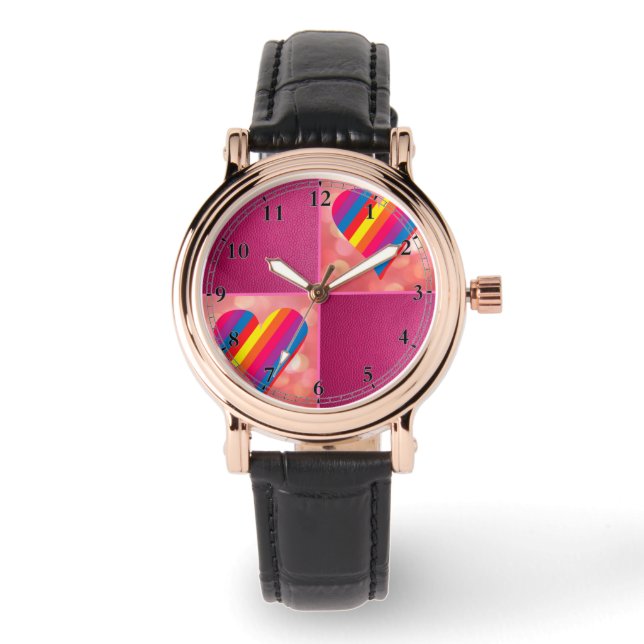 Montre Coeurs arc-en-ciel (Recto)
