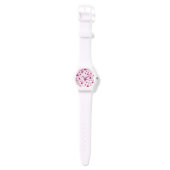 Montre Coeurs bouclés rose et blanc (Sangle)