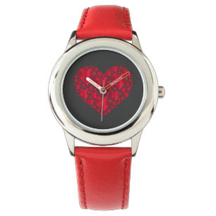 Montre Coeurs, coeur rouge et brillant