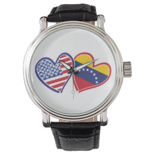 Montre Cœurs de drapeaux USA et Venezuela
