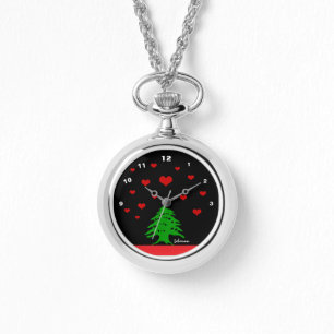 Montre Coeurs du Liban & drapeau libanais mode /inverser