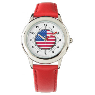 Montre Coeurs en acier inoxydable Bezel réglable pour enf
