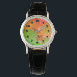 Montre Coeurs et ballons Conception abstraite avec initia<br><div class="desc">Cette conception abstraite est un motif heureux fantaisiste avec beaucoup de coeurs joyeux et des ballons flottant et volant le long d'un mélange de couleurs joyeuses. Customisez avec vos initiales pour une touche personnelle.</div>