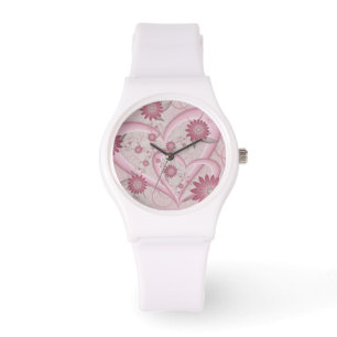 Montre Coeurs et fleurs Abstraits roses Aimer l'art fract