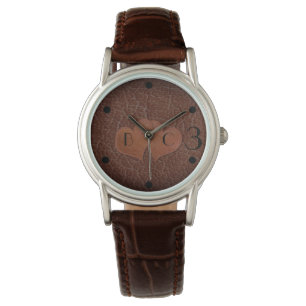 Montre Coeurs personnalisés Cuir 3e anniversaire Cadeau