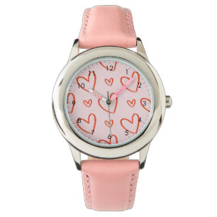 Montre Coeurs rose et rouge