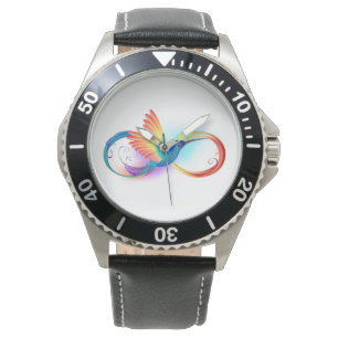 Montre Colibri arc-en-ciel avec symbole Infinity