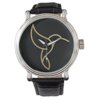 Montre Colibri en style Monoline - Or en noir