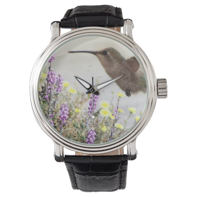 Montre Colibri et Art numérique Fleur sauvage (devant)