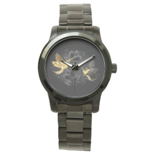 Montre Colibri noir et or