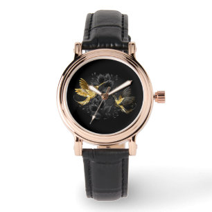Montre Colibri noir et or