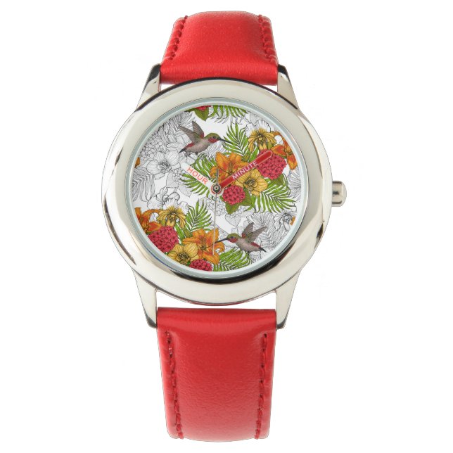 Montre Colibris et bouquet tropical (devant)