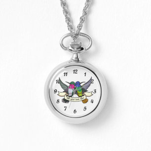 Montre Colibris mignons Ajoutez votre propre texte Ruban