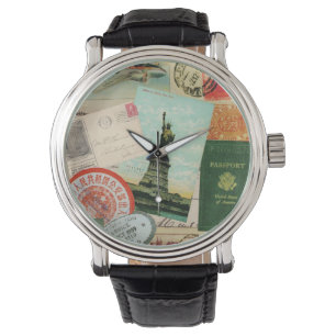 Montre collage de voyage vintage moderne