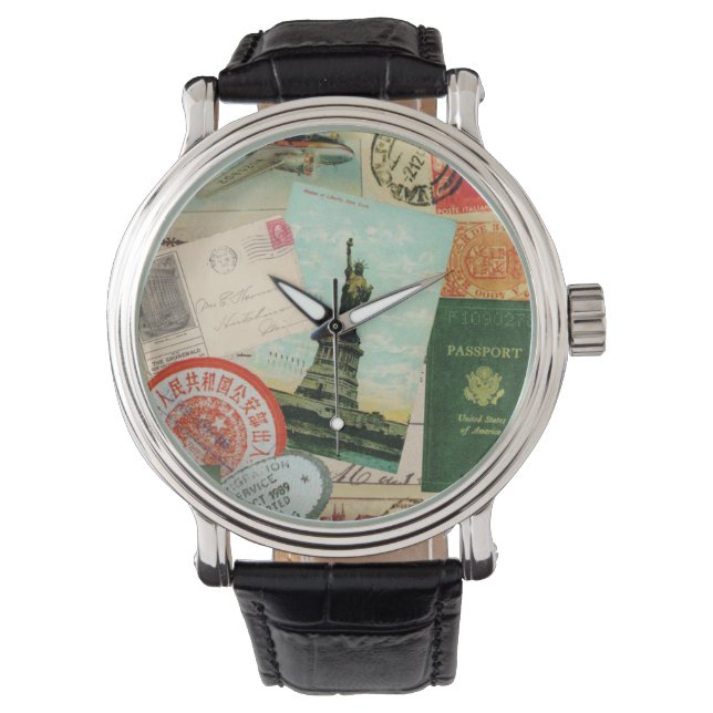Montre collage de voyage vintage moderne (devant)