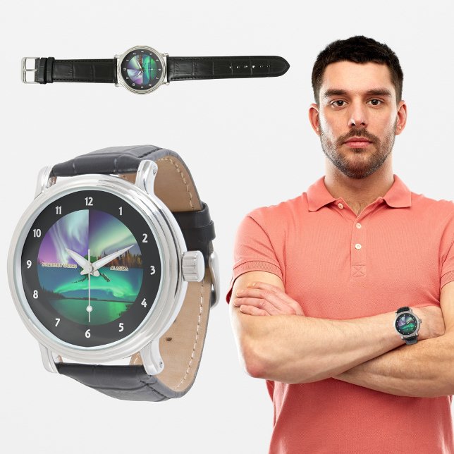 Montre Collage des aurores boréales de l'Alaska (Northern Lights of Alaska Collage Watch)