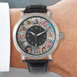 Montre Collage photo de famille personnalisée Noir person<br><div class="desc">Créez votre propre montre photo collage 12 personnalisée avec vos images personnalisées sur un simple arrière - plan noir moderne. Ajoutez vos photos, designs ou oeuvres d'art préférés pour créer quelque chose de vraiment unique. Vous pouvez facilement ajouter du texte ou des images, customiser des polices et des arrière -...</div>