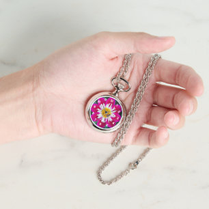 Montre Collarette rose et blanc Dahlia Floral