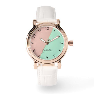 Montre Collection Abstraite Tendance Rose Pâle Menthe