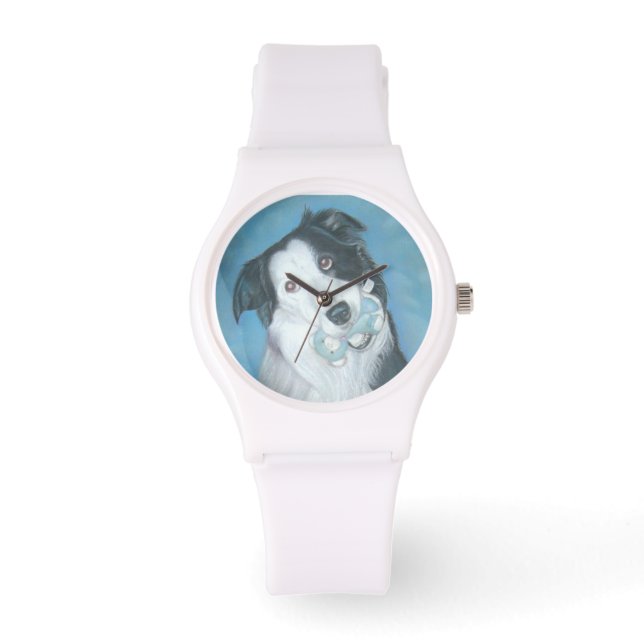 Montre collie noire et blanche avec tedwatch (Recto)