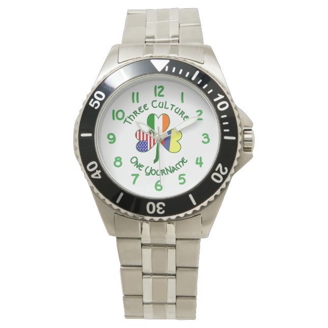 Montre Colombien Irlandais Shamrock Drapeaux américains V (devant)