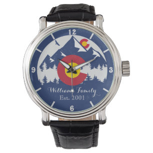 Montre Colorado Mountains Vintage Co Drapeau Souvenirs