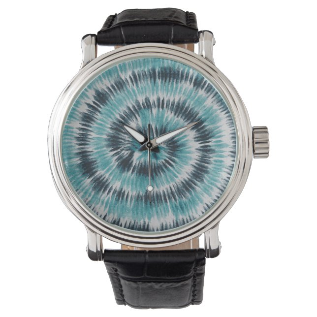 Montre Colorant Turquoise bleu vert et noir spiral (devant)