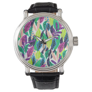 Montre Coloré moderne Botanique Feuille Motif