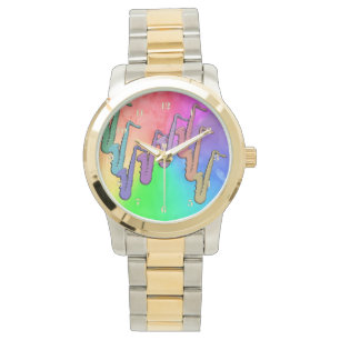Montre colorée de musique de saxophones
