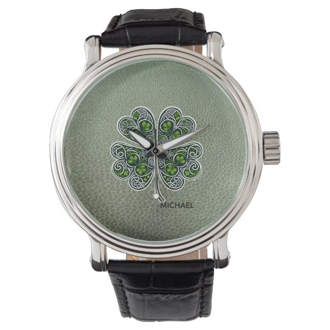 Montre Colover Trèfle Shamrock Jour de la Saint-Patrick C (devant)