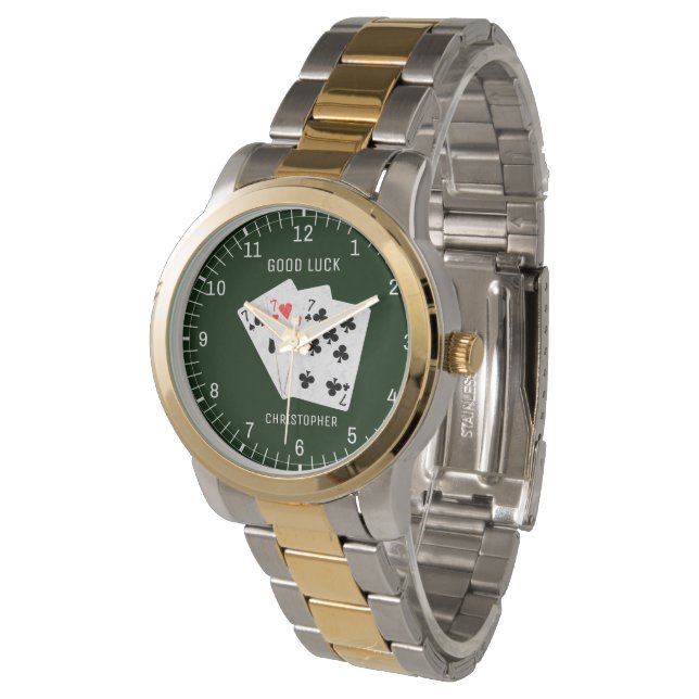 Montre Combinaison de cartes Blackjack 777. Bonne chance (Incliné)