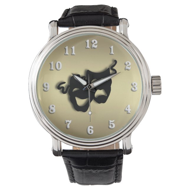 Montre Comédie et Tragédie Théâtre Or (devant)