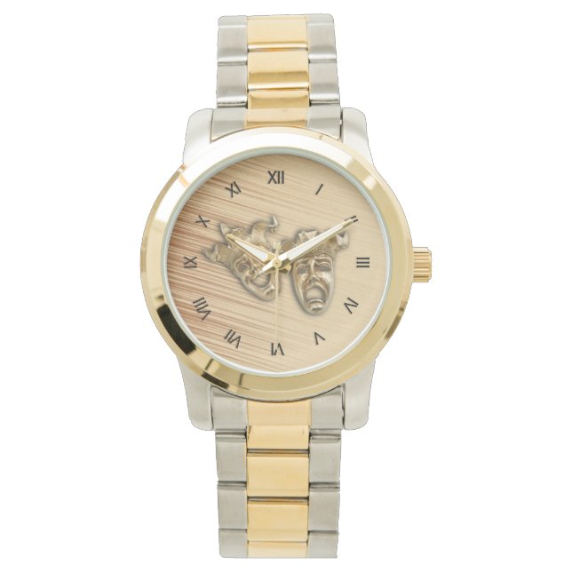 Montre Comédie rustique et masques de théâtre de tragédie (devant)