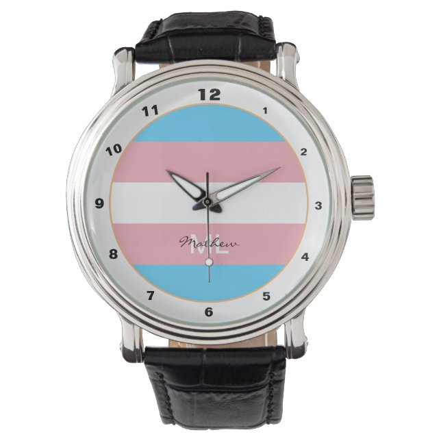 Montre Communauté Transgenre Flag & Pride / monogrammed (devant)
