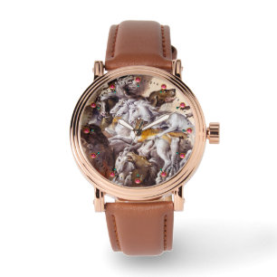 MONTRE COMPOSITION AVEC DES ANIMAUX, CHEVAUX D'ÉLEVAGE, C