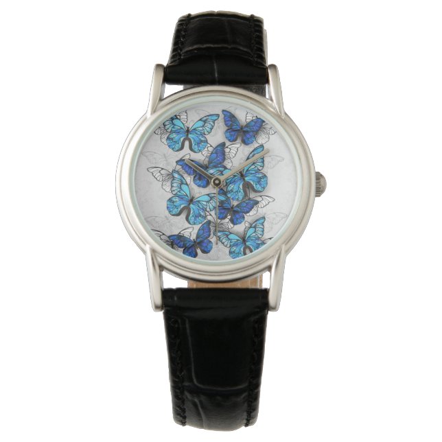 Montre Composition de papillons blancs et bleus (devant)