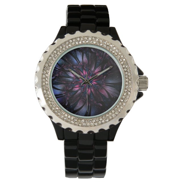 Montre Conception Abstraite des fleurs fractales. (devant)