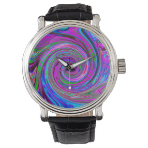 Montre Conception Abstraite Rétro Tourbillon Magenta Colo