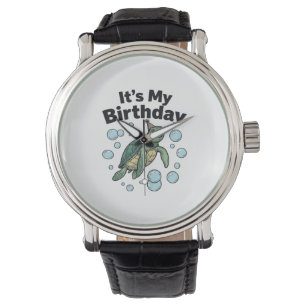 Montre Conception de chemise d'anniversaire de tortue mar